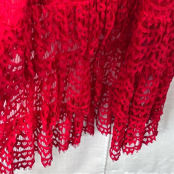 Venus Lace Tiered Ruffle Hem High Low Event Evening Night Out Red Dress Size 10 - Picture 11 of 15
